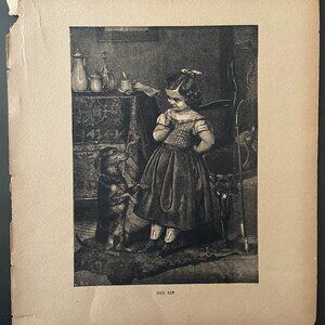 Antique Woodcut Engraving, Tooth Fairy,